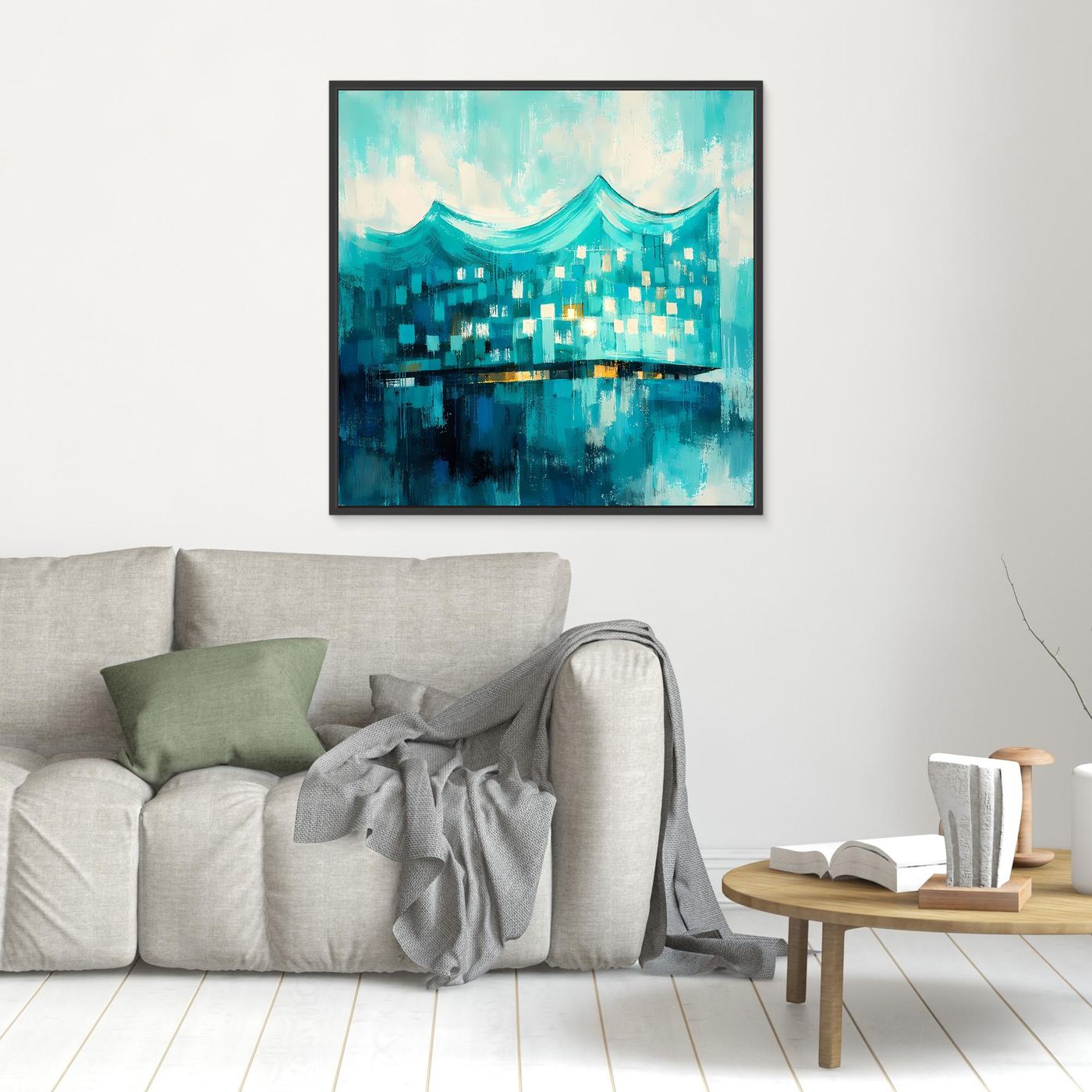 Leinwand Elbphilharmonie Wellen in Türkis | Abstraktes Architektur‑Wandbild