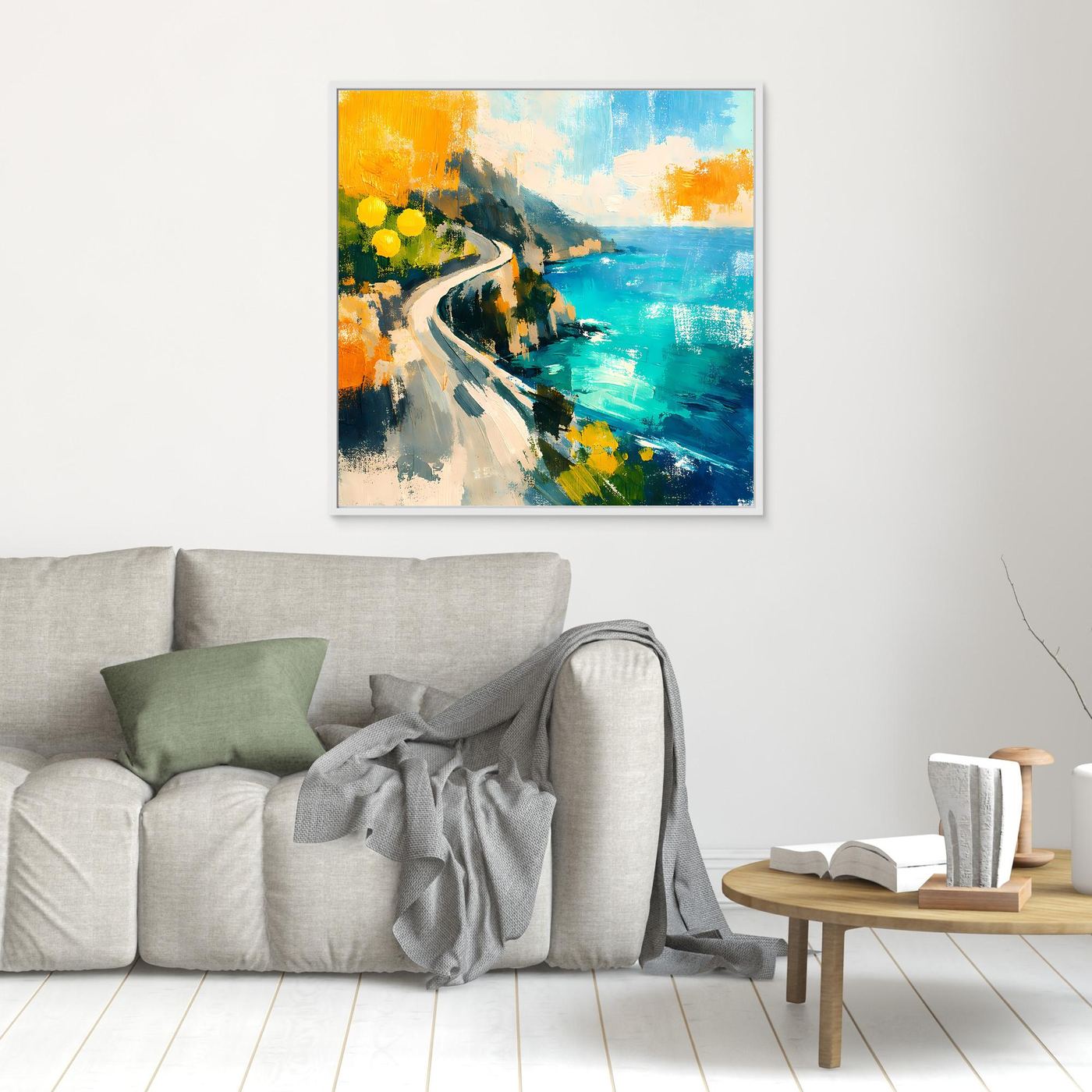 Leinwand Malerische Küstenstraße am Meer | Abstraktes Amalfi Wandbild