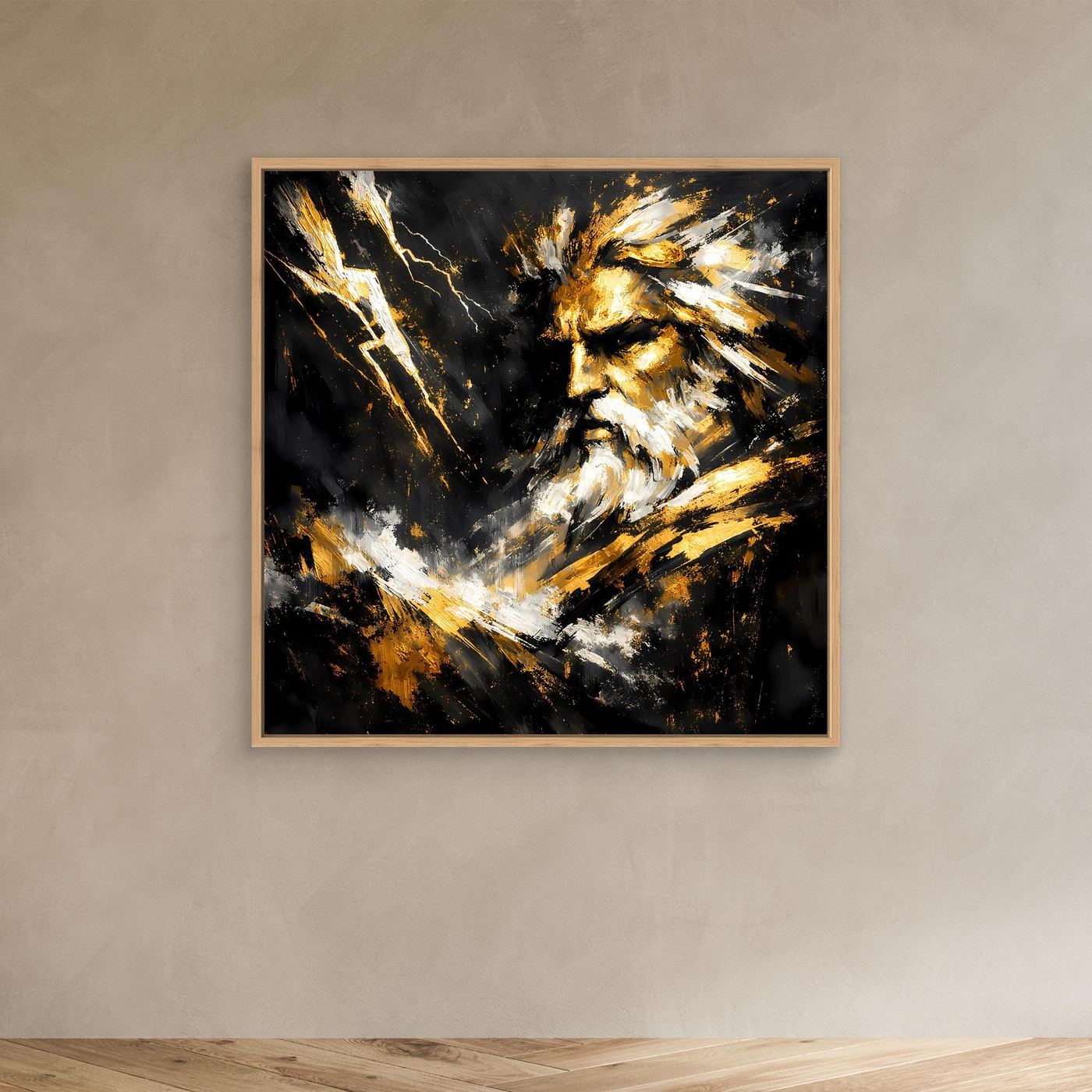 Leinwand Goldener Zeus Göttervater | Abstraktes Mythologie Wandbild Modern