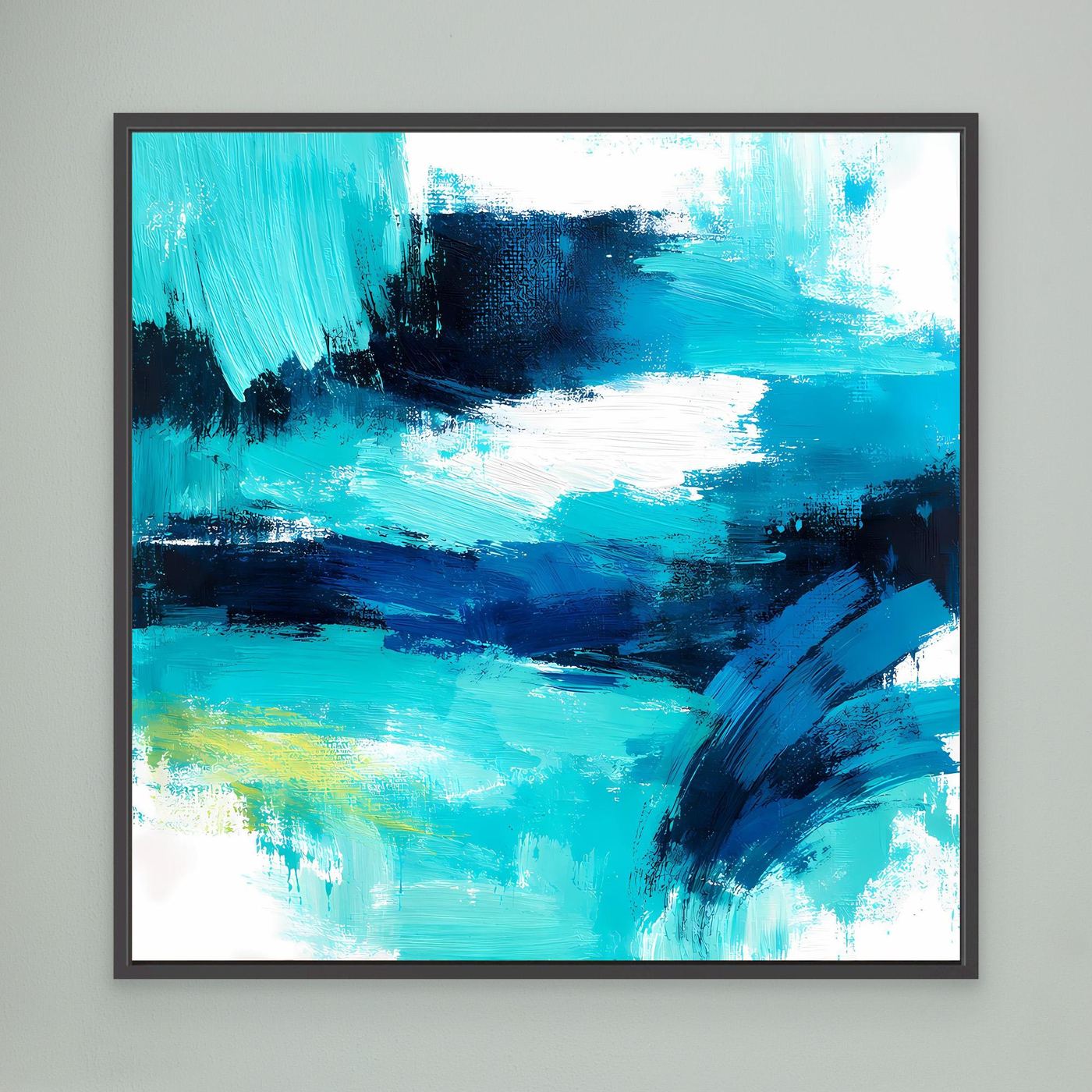 Premium Leinwand Modernes Abstraktes Wandbild Ocean Blue | Maritimes Kunstwerk im Impasto-Stil