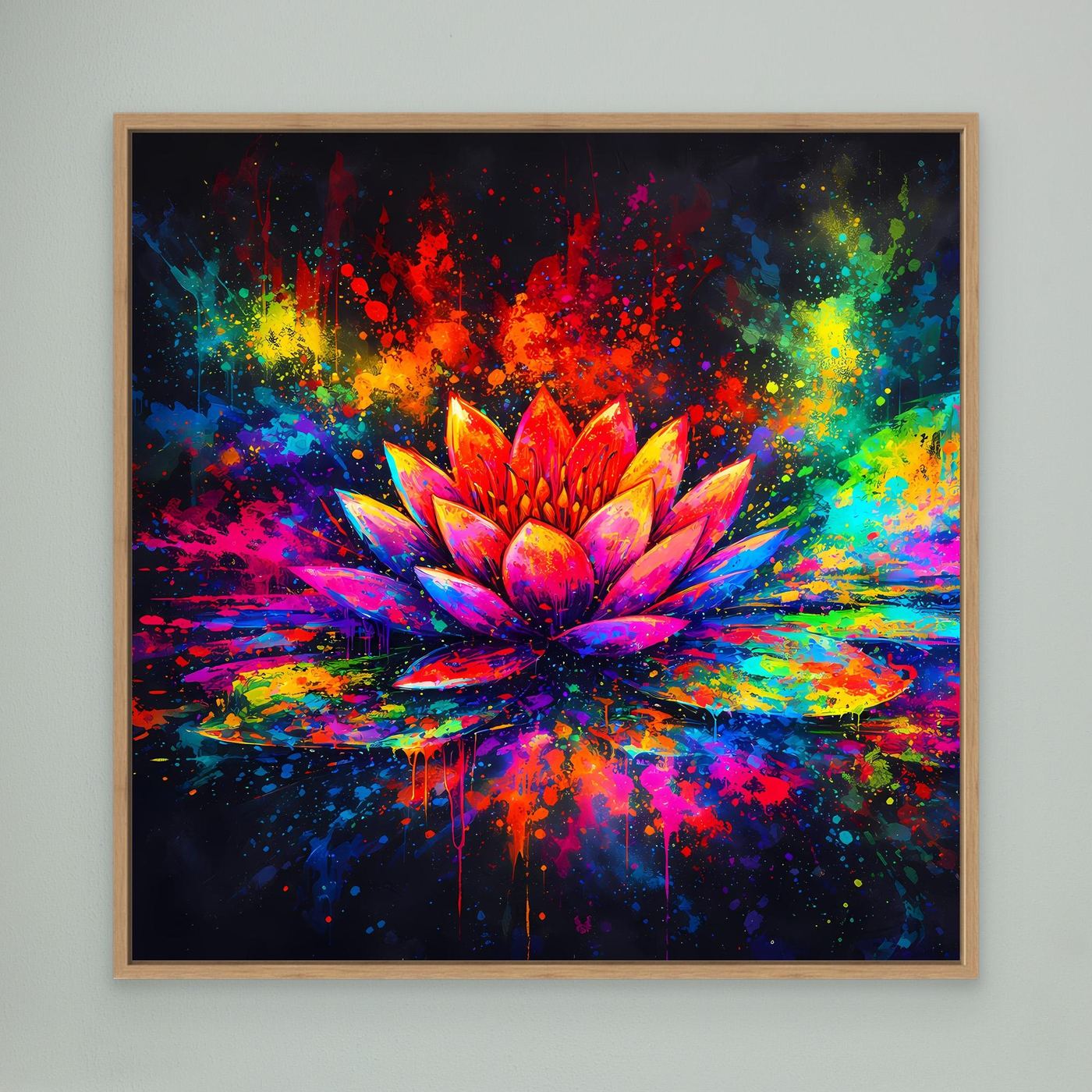 Leinwandbild Farbenfrohe Seerose | Abstraktes Lotus Wandbild auf Keilrahmen
