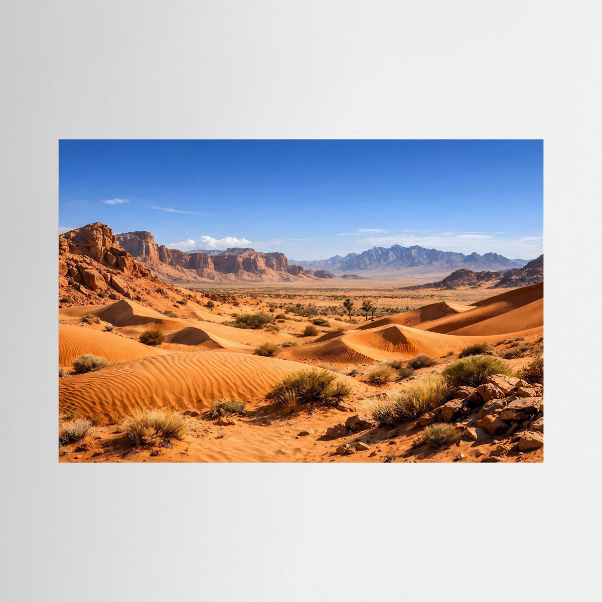 Posterdruck mit Sanddünen in der Wüste, ungerahmt