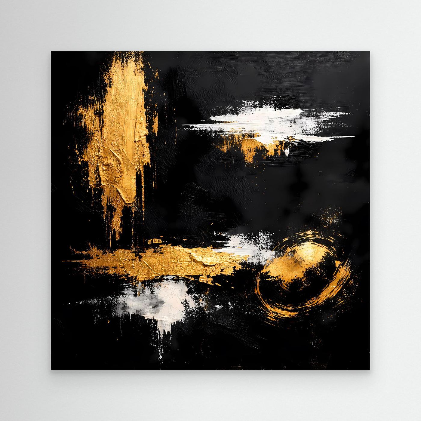 Leinwand Abstraktes Meisterwerk in Gold und Weiß | Modernes Galerie Wandbild