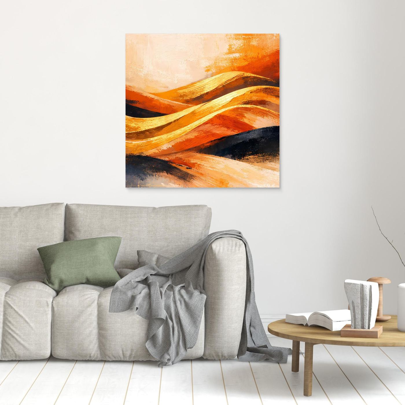 Leinwand Goldene Wüstendünen | Abstraktes Modern Art Landschafts Wandbild