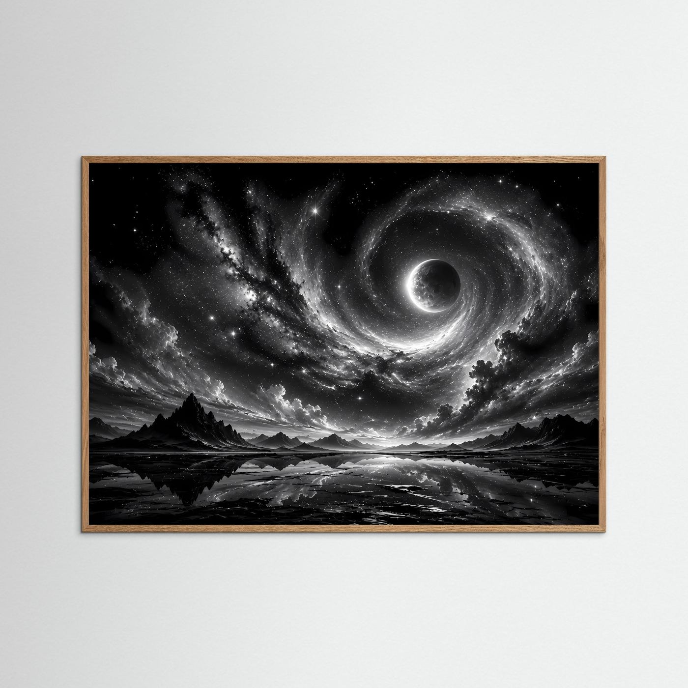 Schwarz Weiß Weltall Poster | Kosmisches Universum Wandbild | Abstrakte Galaxie Modern | Monochrome Wandkunst