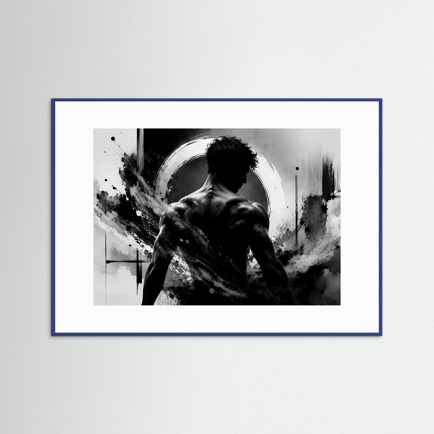Männer Silhouette Poster Schwarz Weiß | Abstrakte Körperkunst | Monochrome Moderne Wandkunst | Minimalistisches Wandbild