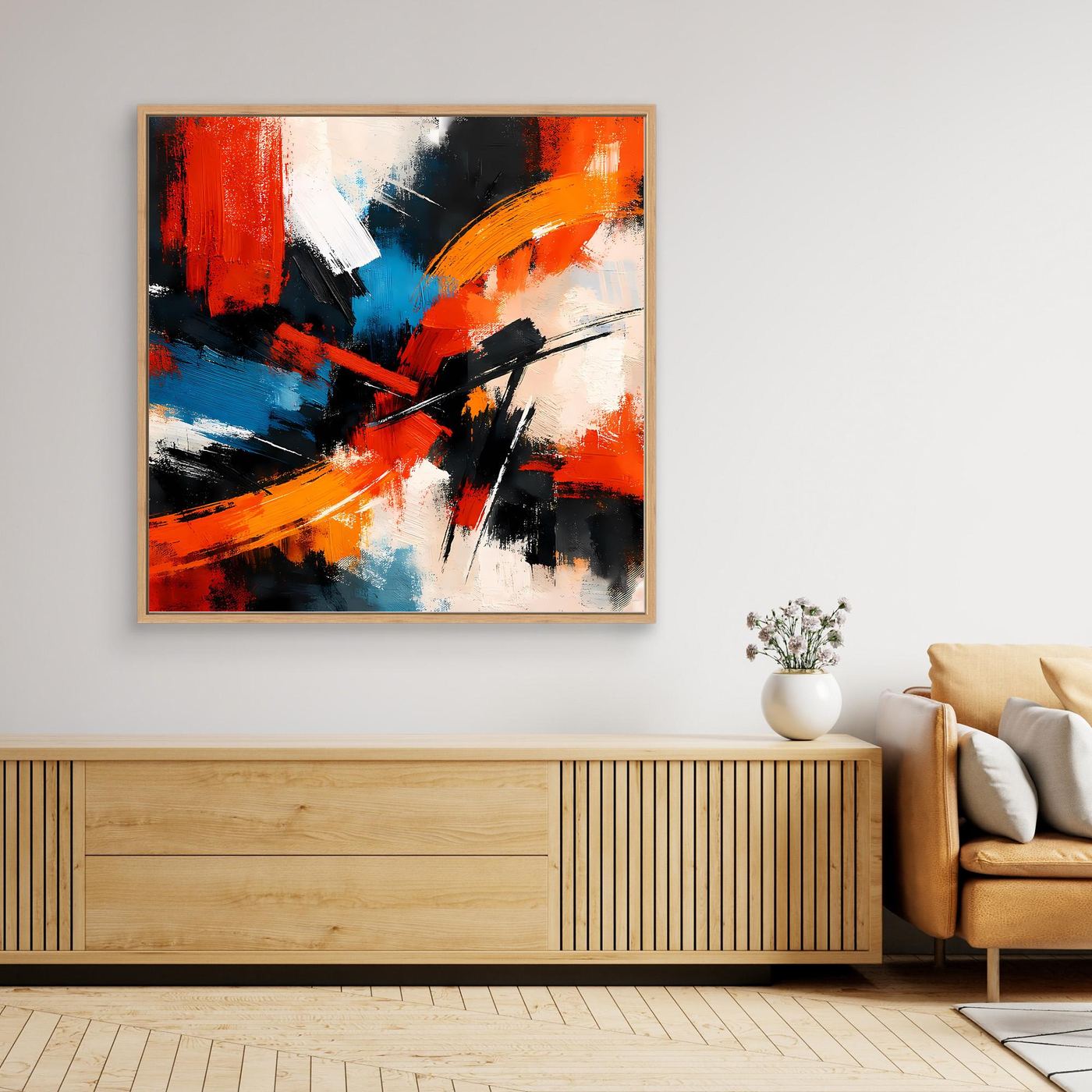 Leinwandbild Abstrakte Farbexplosion | Modernes Expressionistisches Wandbild auf echtem Holzkeilrahmen