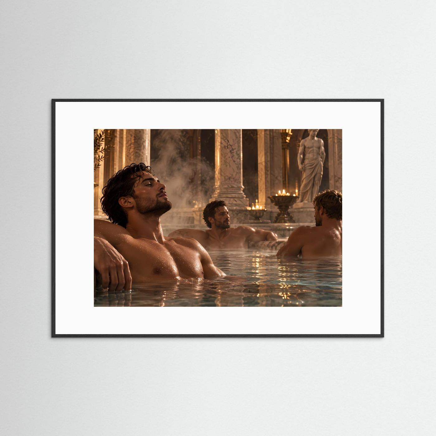 Luxuriöse römische Badehalle – Antikes Spa Motiv mit Marmor, Säulen & Figurenkunst