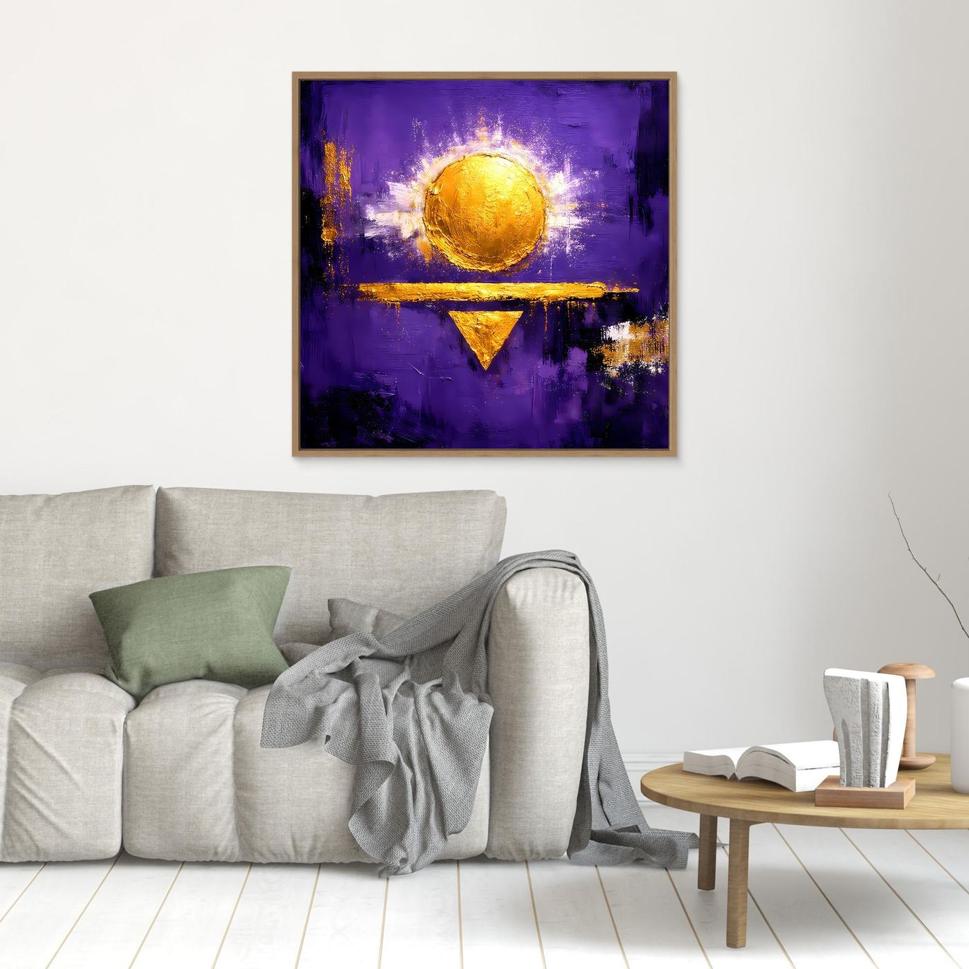Leinwand Kosmische Sonne auf Violett | Abstraktes Geometrisches Wandbild Moderne Kunst