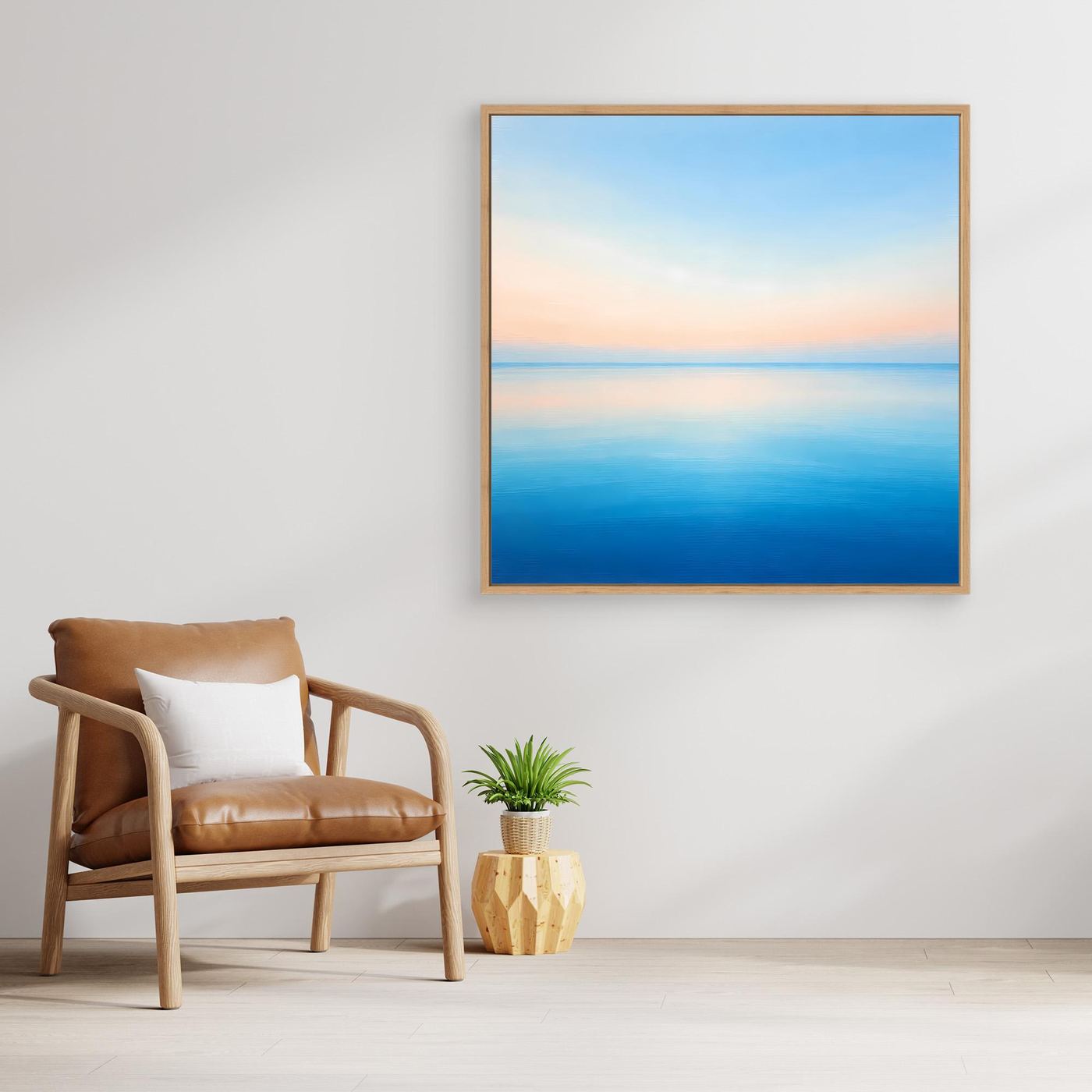 Leinwand Minimalistischer Meereshorizont im Pastelllicht | Abstraktes Ozean Wandbild