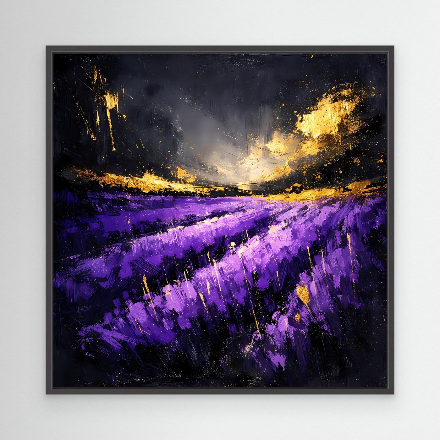 Leinwand Abstraktes Lavendelfeld im Abendlicht | Modernes Natur Wandbild