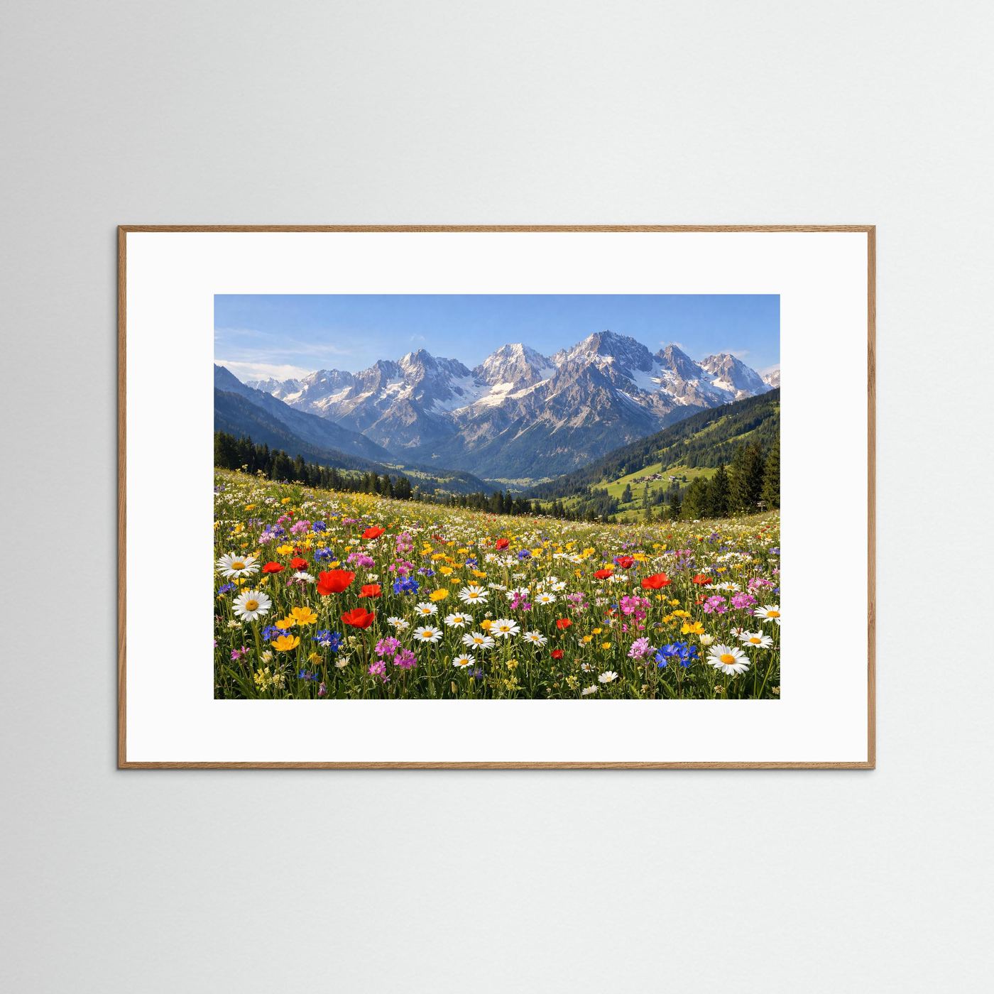 Blühende Alpenwiese vor schroffen Gipfeln | Panorama Berg & Natur Poster Querformat