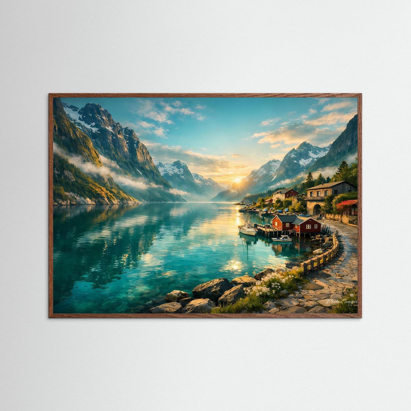 Malerischer Fjord im Sonnenuntergang | Lofoten Panorama & Natur Poster Querformat