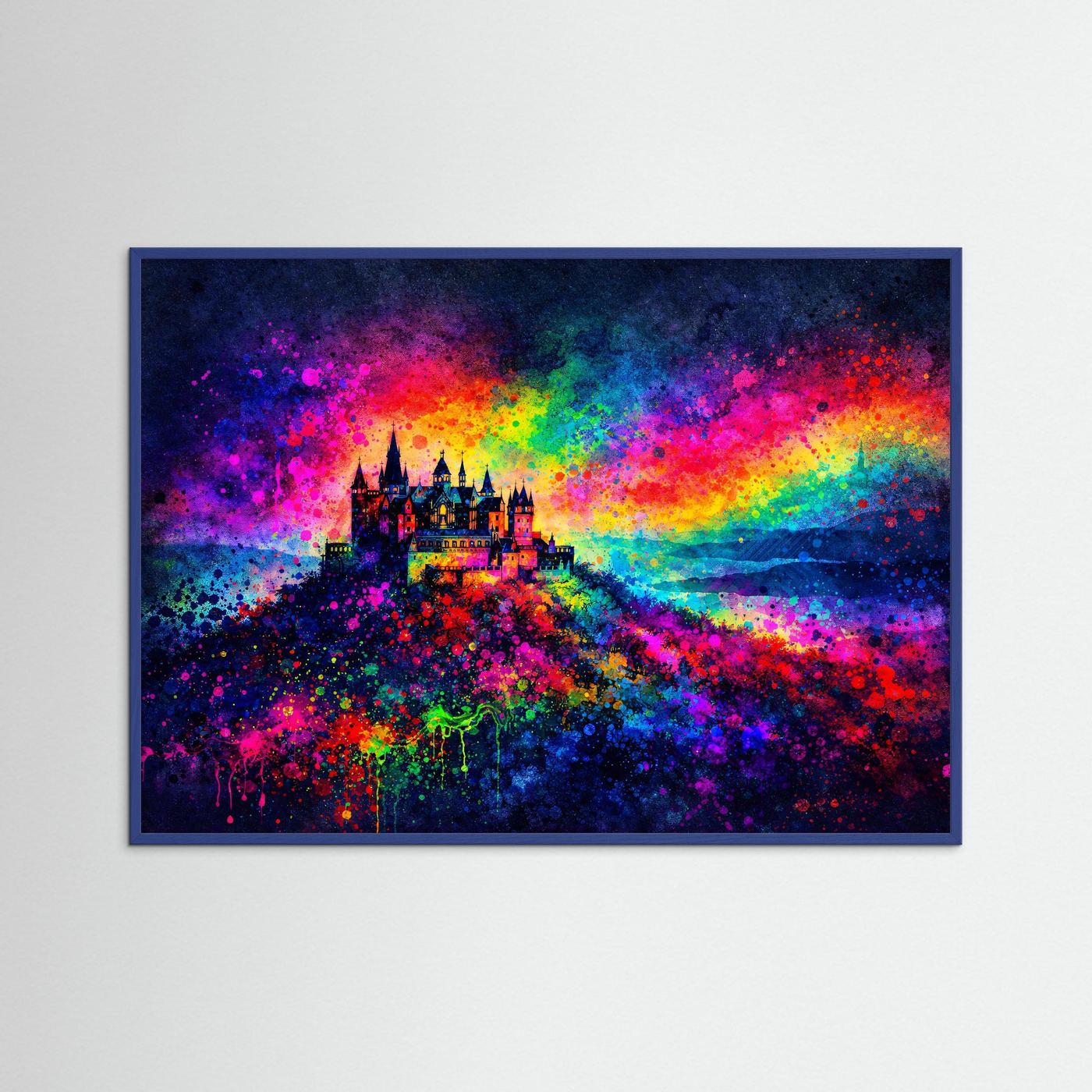 Majestätische Burg Hohenzollern Expressionismus | Bunte Architektur & Kunst Poster Querformat