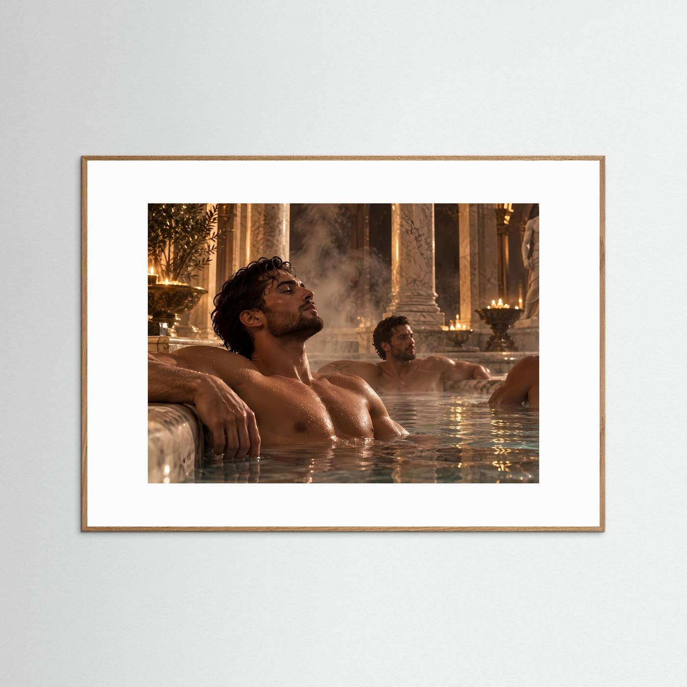 Luxuriöse römische Badehalle – Antikes Spa Motiv mit Marmor, Säulen & Figurenkunst