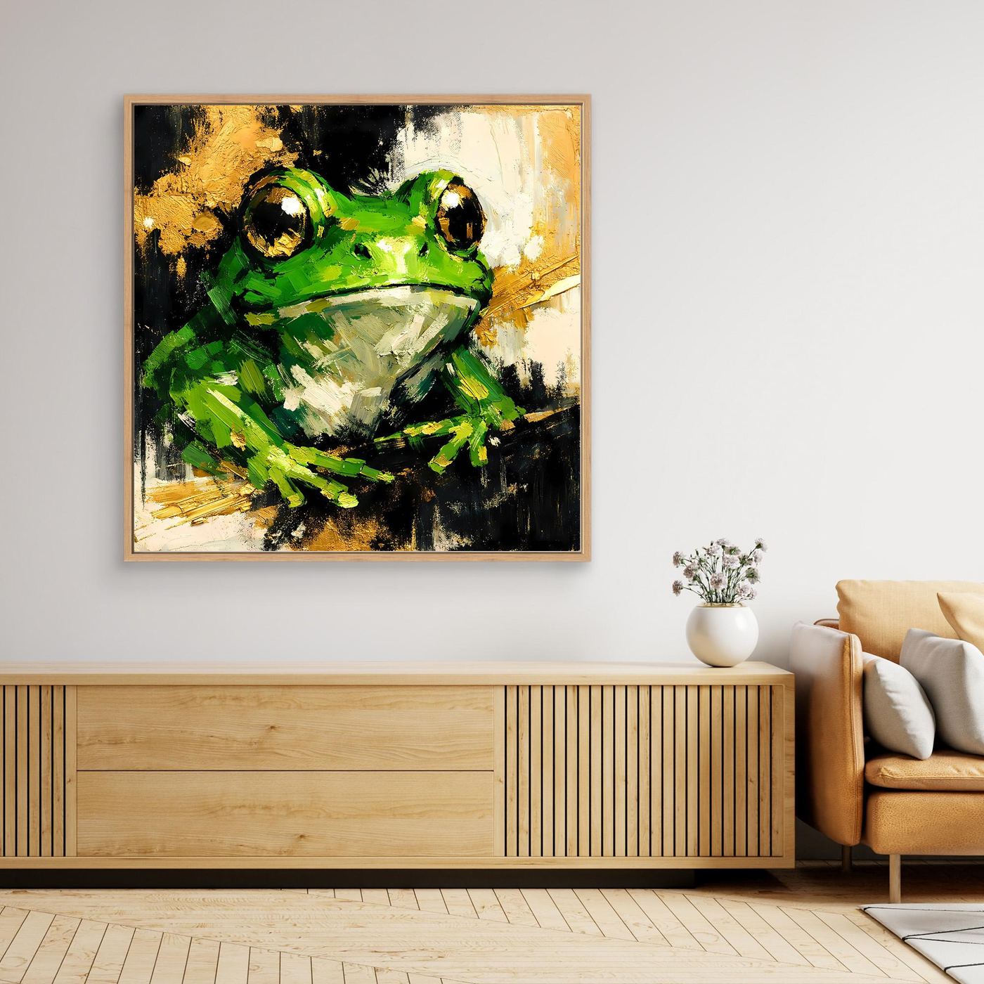 Leinwand Farbenfroher Grüner Frosch | Abstraktes Tier Wandbild