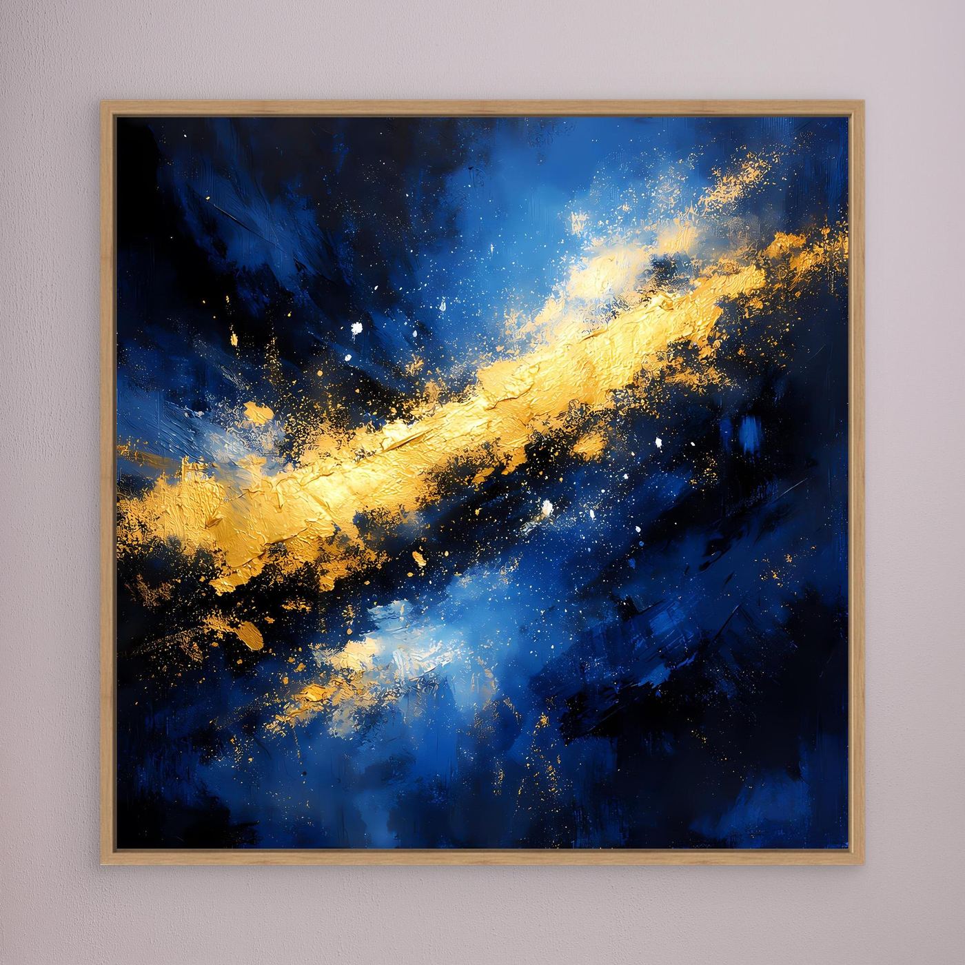 Leinwand Abstraktes Universum in Blau und Gold | Modernes Kosmos Wandbild