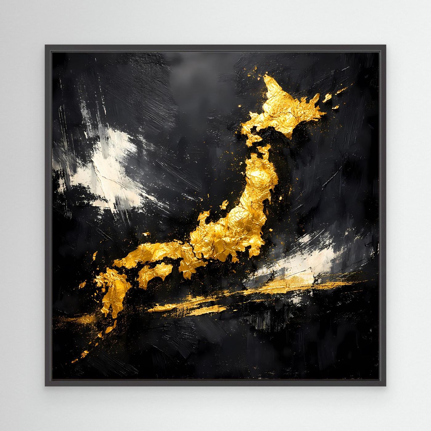 Leinwand Elegante Japan-Karte in Gold & Schwarz | Modernes Abstraktes Wandbild