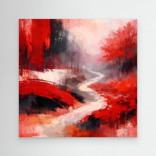 Leinwand Traditionelle Rote Brücke am Fluss | Japanisches Natur Wandbild