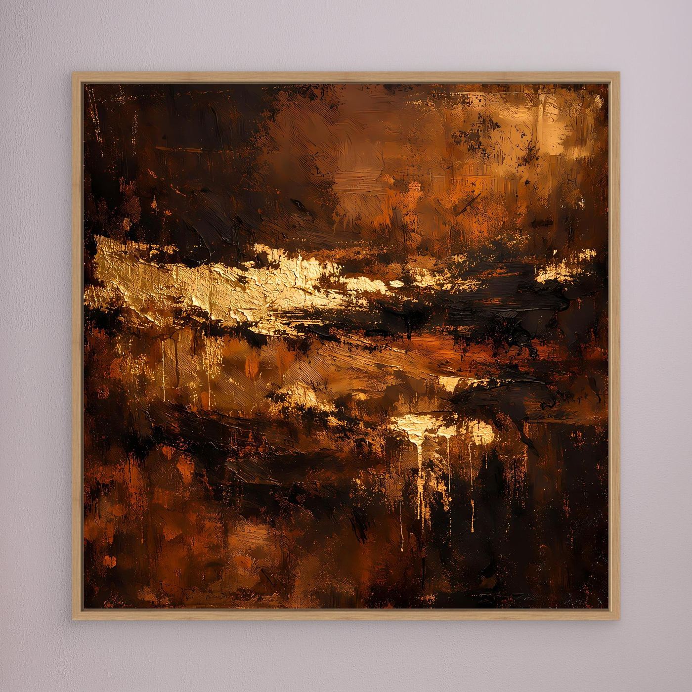 Leinwand Abstraktes Ölgemälde in Gold und Bronze | Modernes Luxus Wandbild