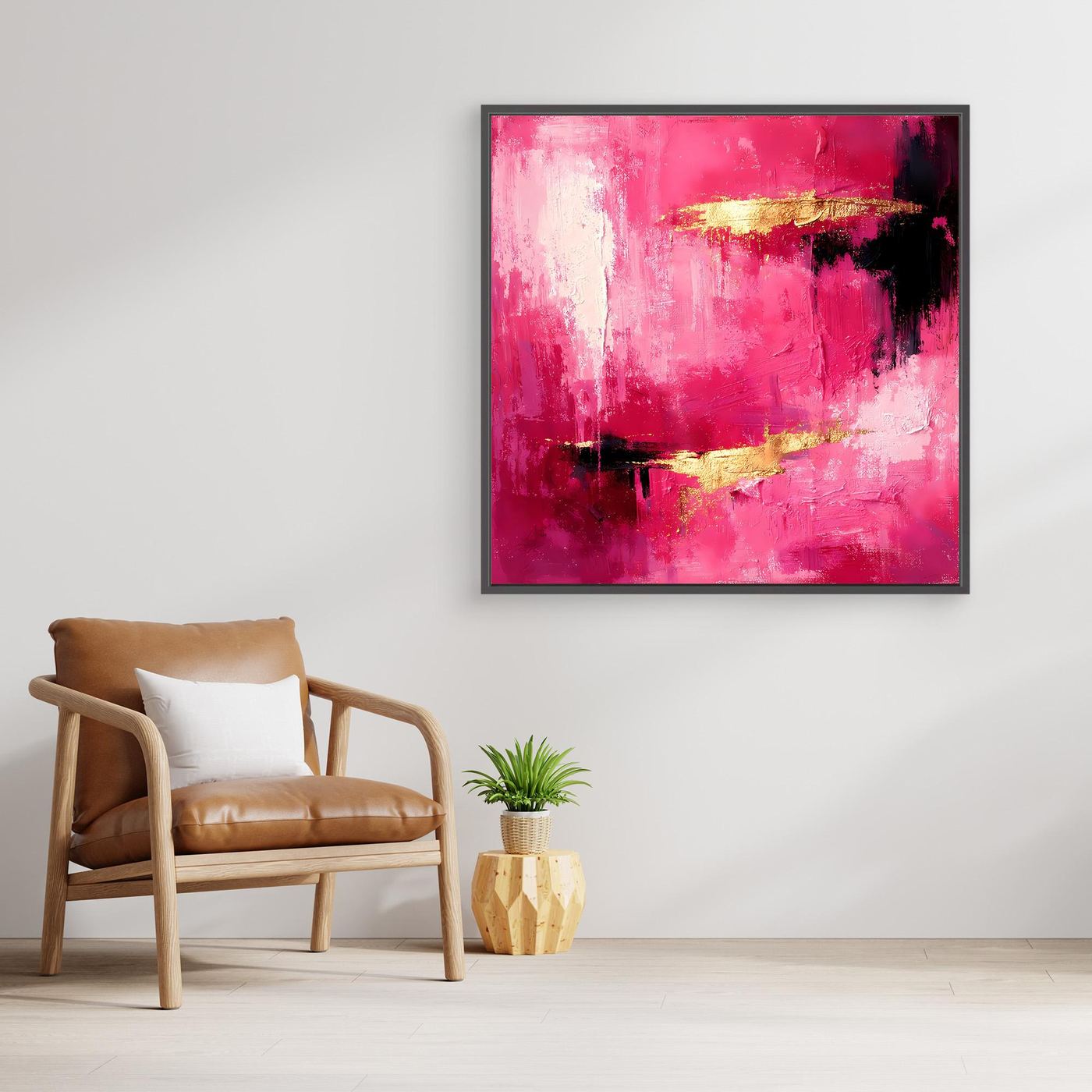 Leinwand Abstraktes Gemälde in Rosa und Gold | Modernes Elegantes Wandbild