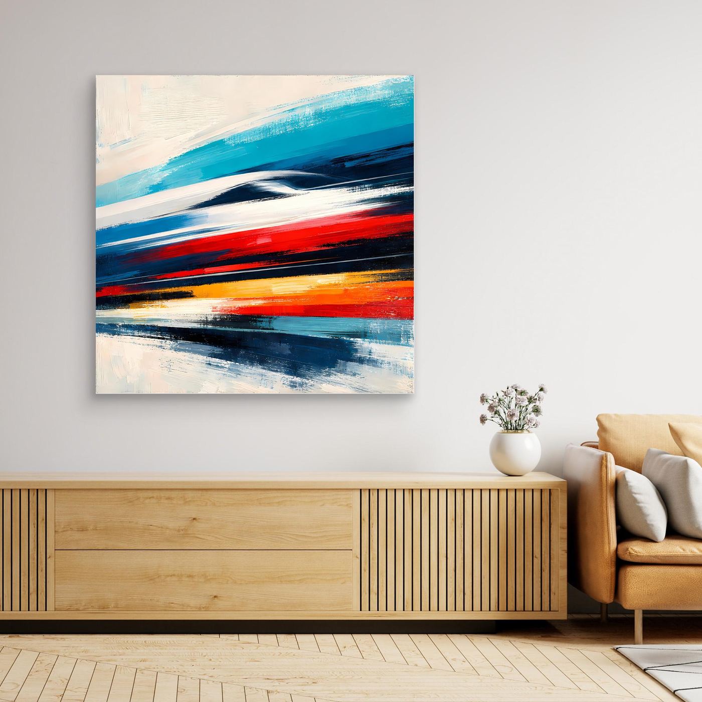 Leinwand Dynamischer Hochgeschwindigkeitszug | Abstraktes Wandbild auf echter Leinwand