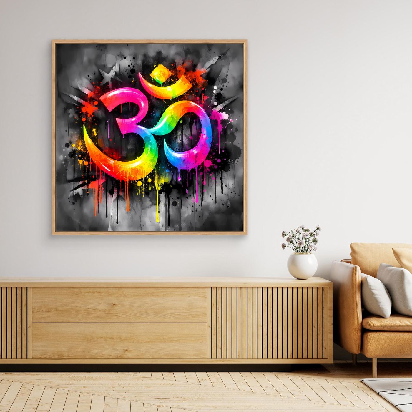 Leinwandbild Spirituelles Om-Symbol | Abstraktes Yoga & Meditation Wandbild auf Keilrahmen