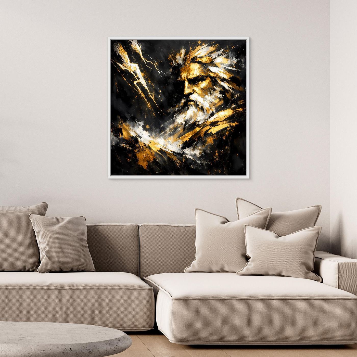 Leinwand Goldener Zeus Göttervater | Abstraktes Mythologie Wandbild Modern