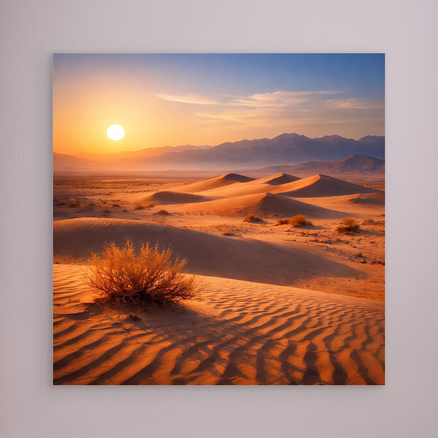 Leinwand Goldener Sonnenuntergang in der Wüste | Modernes Dünen-Landschaft Wandbild