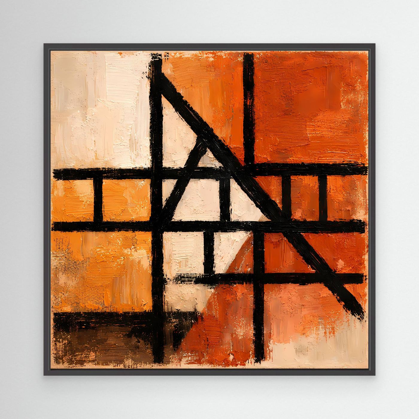 Leinwand Geometrische Linien auf Terrakotta | Abstraktes Modernes Wandbild