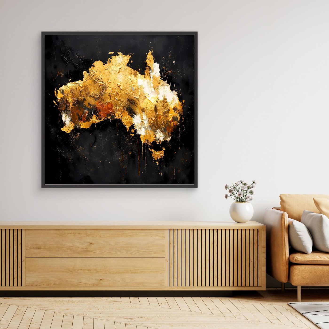Leinwand Goldene Landkarte von Australien | Modernes Luxus Wandbild Kontinent