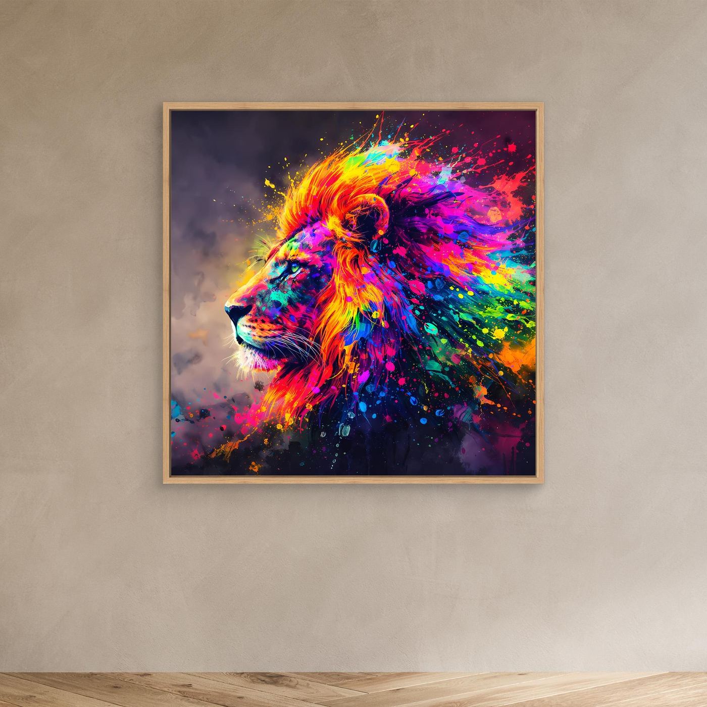Leinwandbild Majestätischer Löwe | Abstraktes Pop-Art Löwen Wandbild auf Keilrahmen