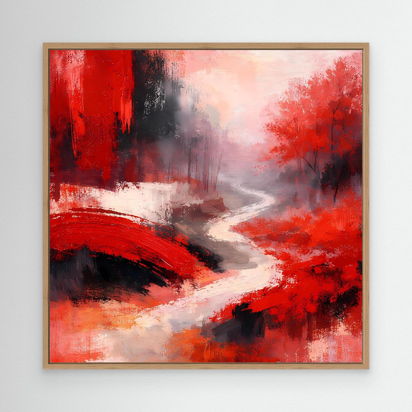Leinwand Traditionelle Rote Brücke am Fluss | Japanisches Natur Wandbild