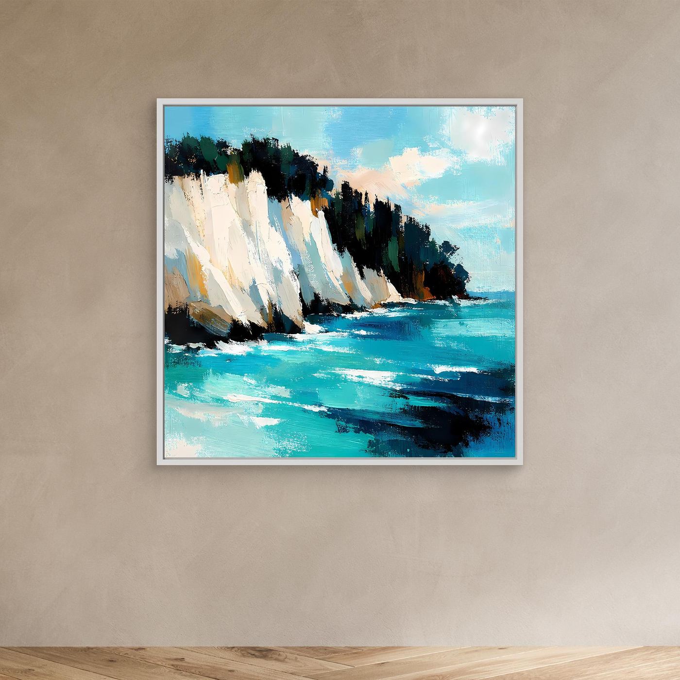 Leinwand Monumentale Kreidefelsen am Meer | Abstraktes Küsten Wandbild Rügen