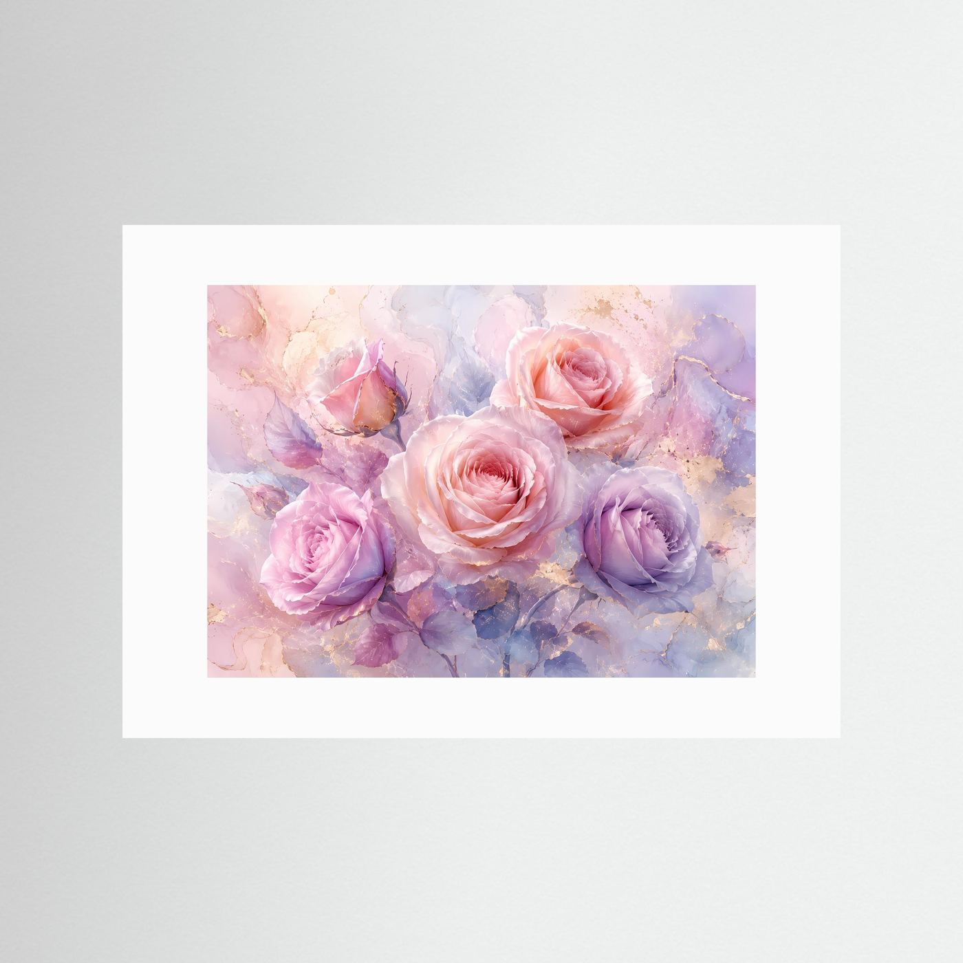 Rosen Poster Pastell | Zarte Rosenblüten in Rosa & Flieder | Florale Wandkunst | Modernes Blumenbild | Leinwand | Premium Wall Art