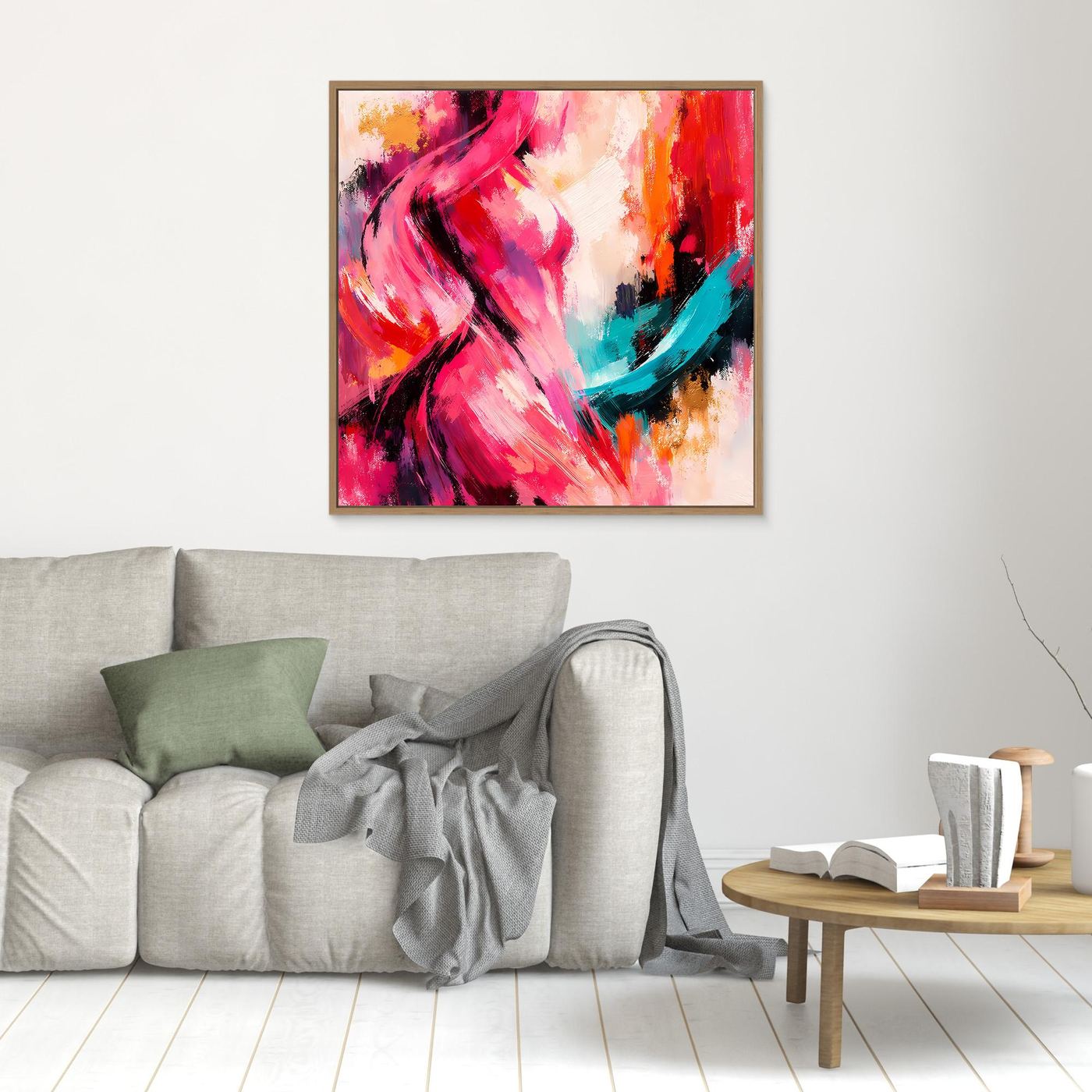 Leinwandbild Abstrakte Weibliche Silhouette | Elegantes Farbenfrohes Wandbild auf echtem Holzkeilrahmen