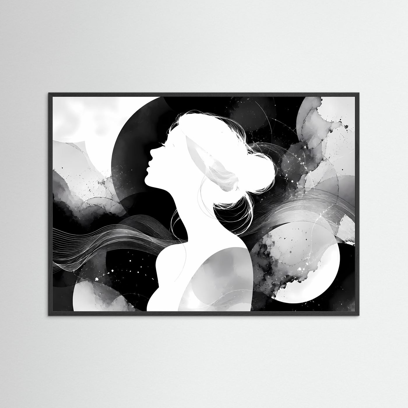 Abstrakte Frauen Silhouette Schwarz Weiß | Minimalistische Wandkunst | Modernes Line Art Poster | Elegante Monochrome Kunst | Zeitlose Leinwand