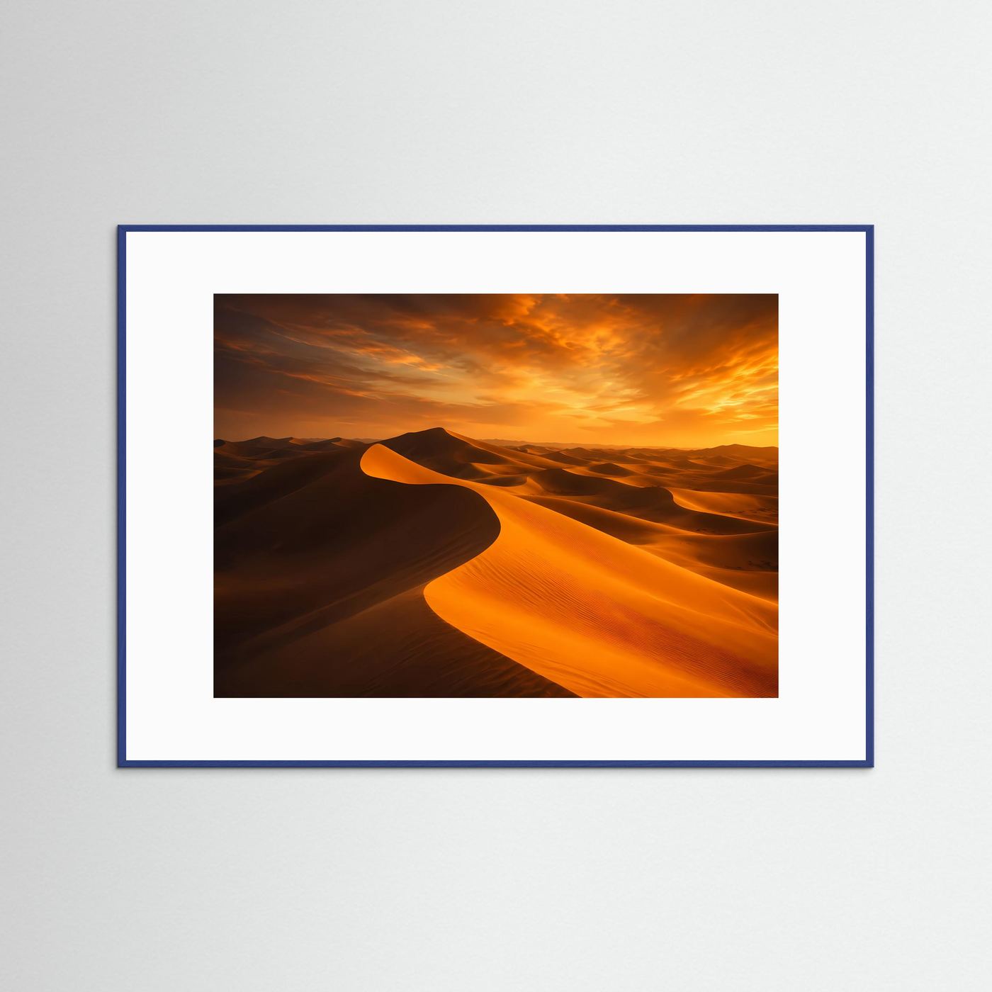 Feurige Wüstenlandschaft im Abendlicht | Panorama Wüste & Dünen Poster Querformat