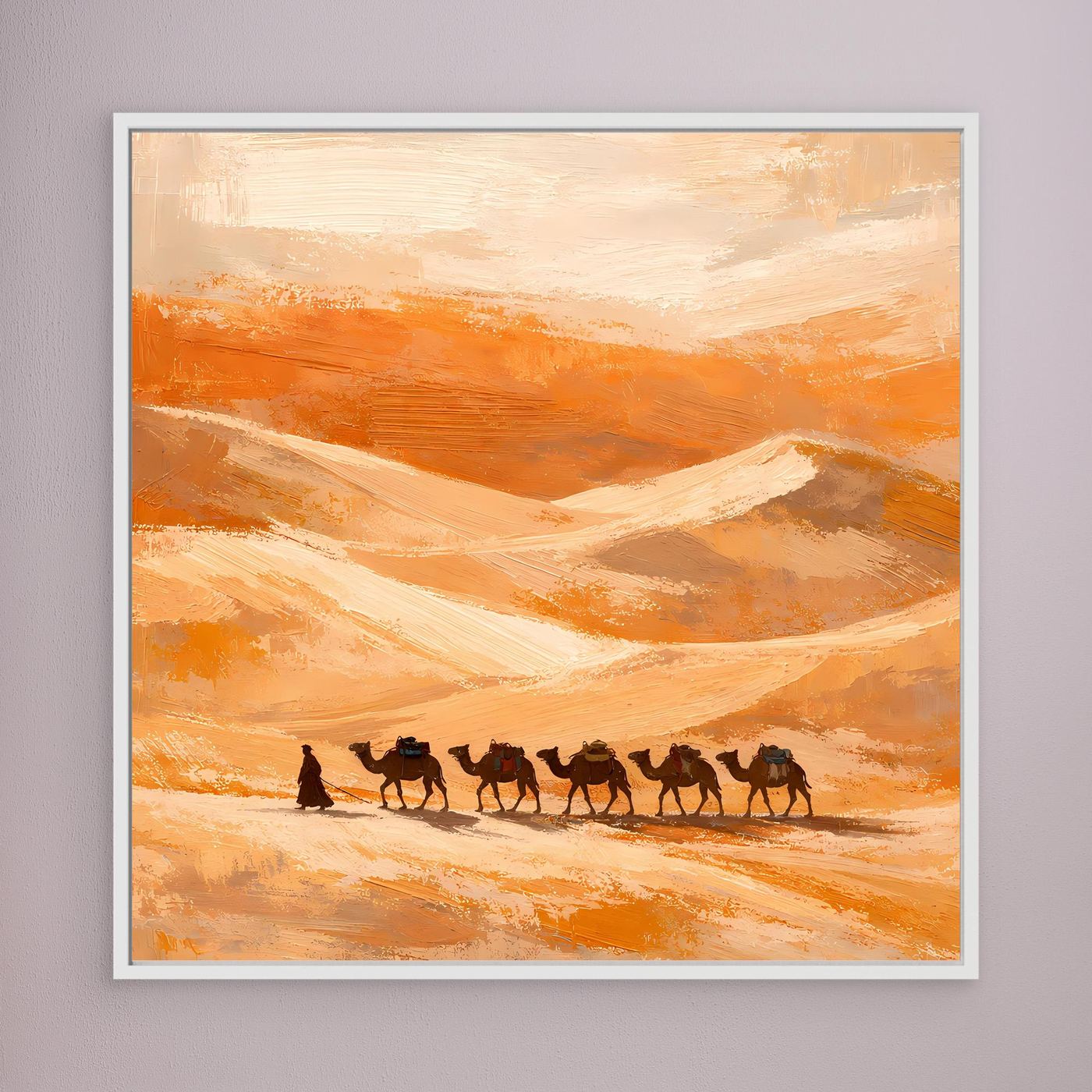 Leinwand Kamelkarawane in der Wüste | Abstraktes Orient Wandbild