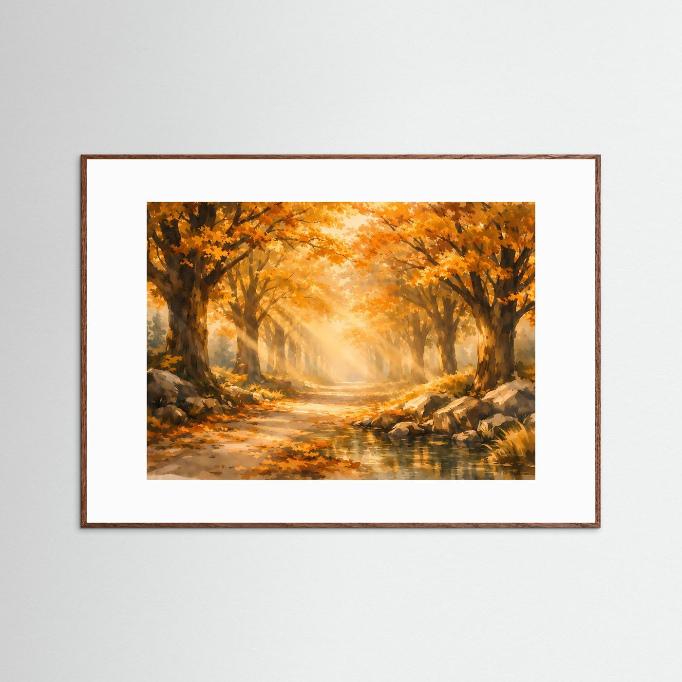 Goldener Herbstwald im Sonnenlicht | Panorama Natur & Wald Poster Querformat
