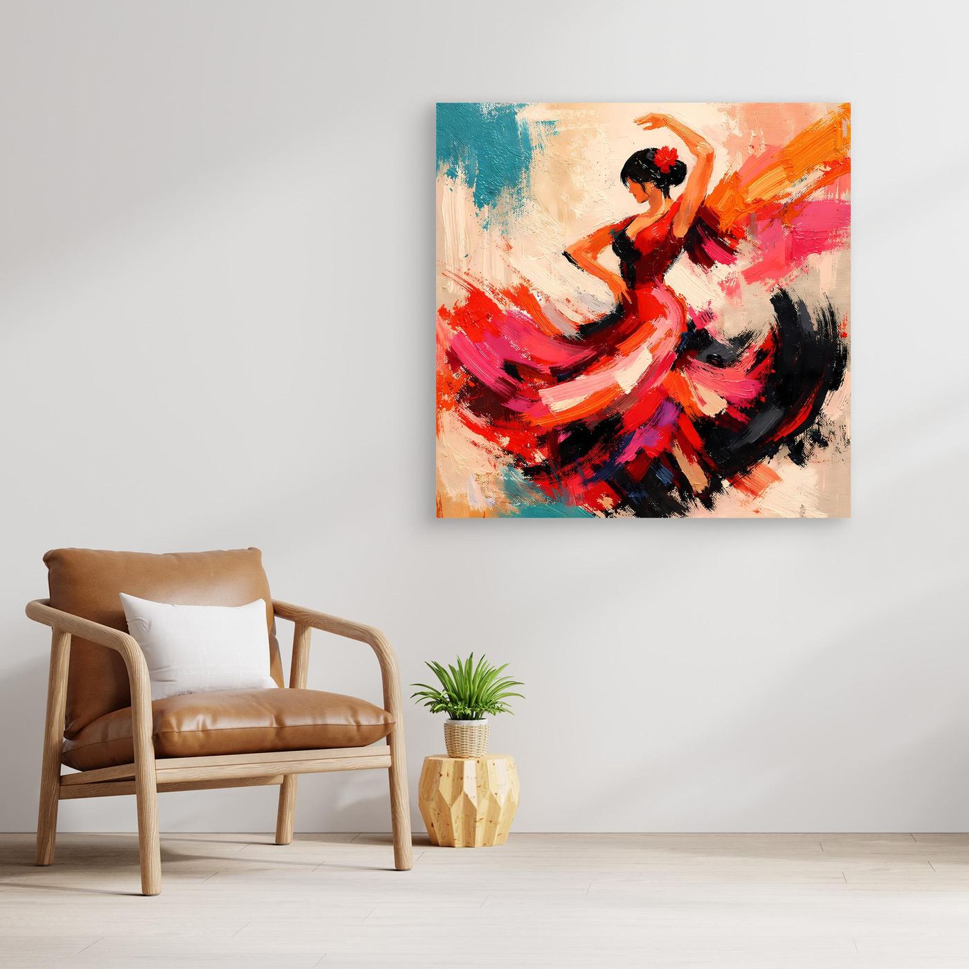 Premium Leinwand Flamenco Tänzerin Abstrakt | Modernes Kunst Poster Spanische Wanddeko