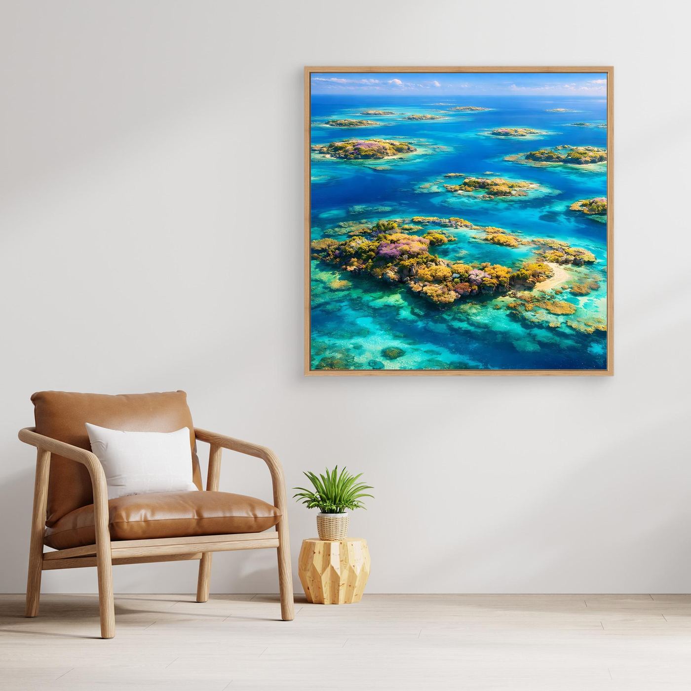 Leinwandbild Paradiesische Inselwelt | Tropisches Atoll Wandbild auf echtem Holzkeilrahmen