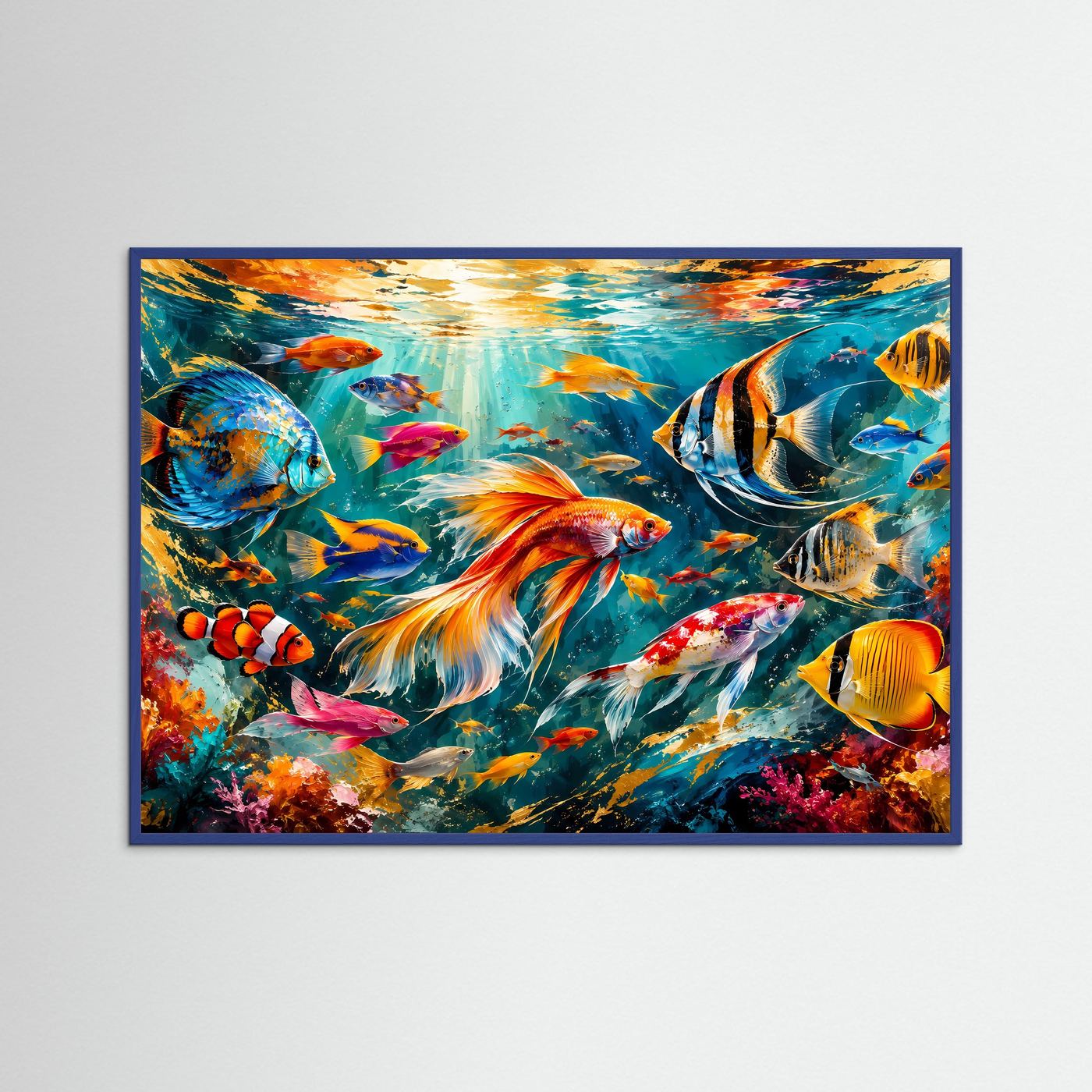 Unterwasserwelt in bunten Farben | Modernes Wandbild mit Korallenriff & exotischen Fischen