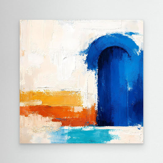 Leinwand Blauer Marokkanischer Torbogen | Abstraktes Orientalisches Wandbild