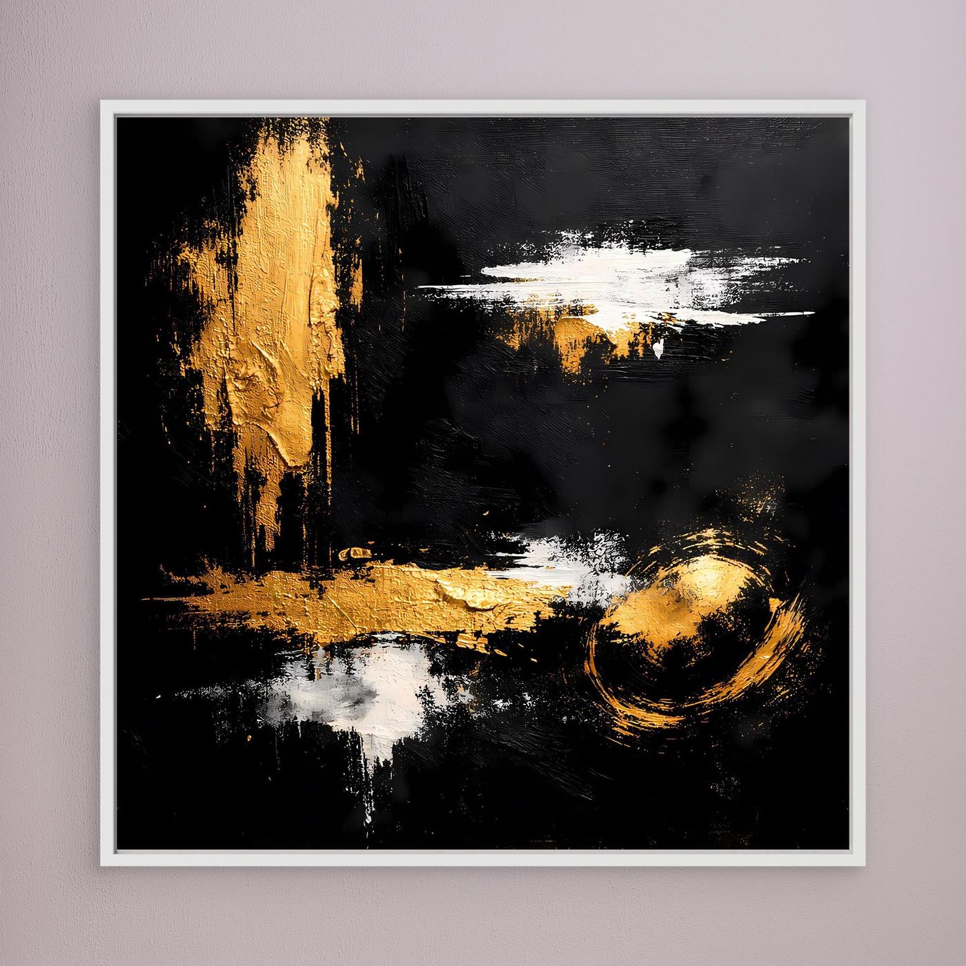 Leinwand Abstraktes Meisterwerk in Gold und Weiß | Modernes Galerie Wandbild