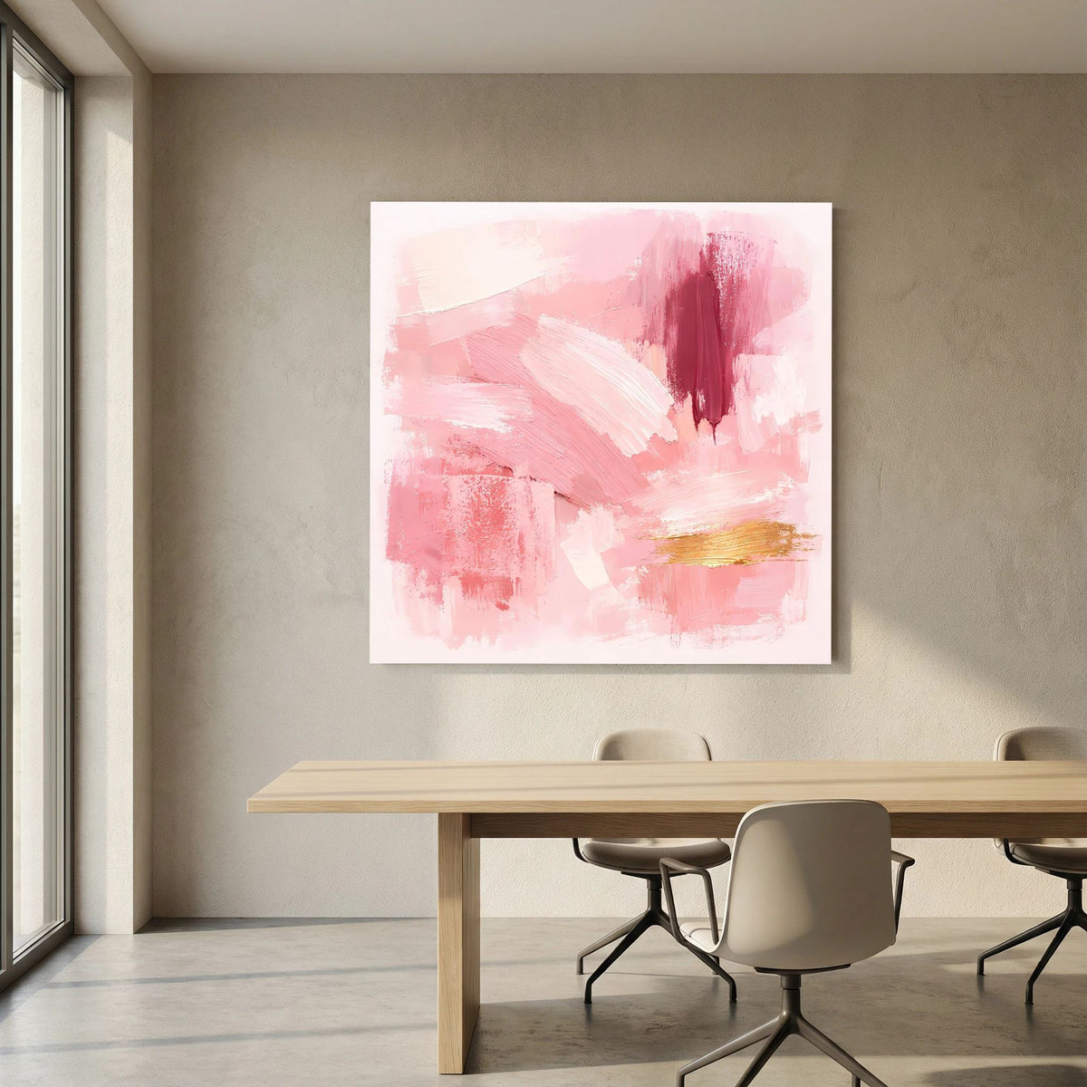 Leinwand Abstraktes Gemälde in Rosa und Gold | Modernes Elegantes Wandbild Pastell