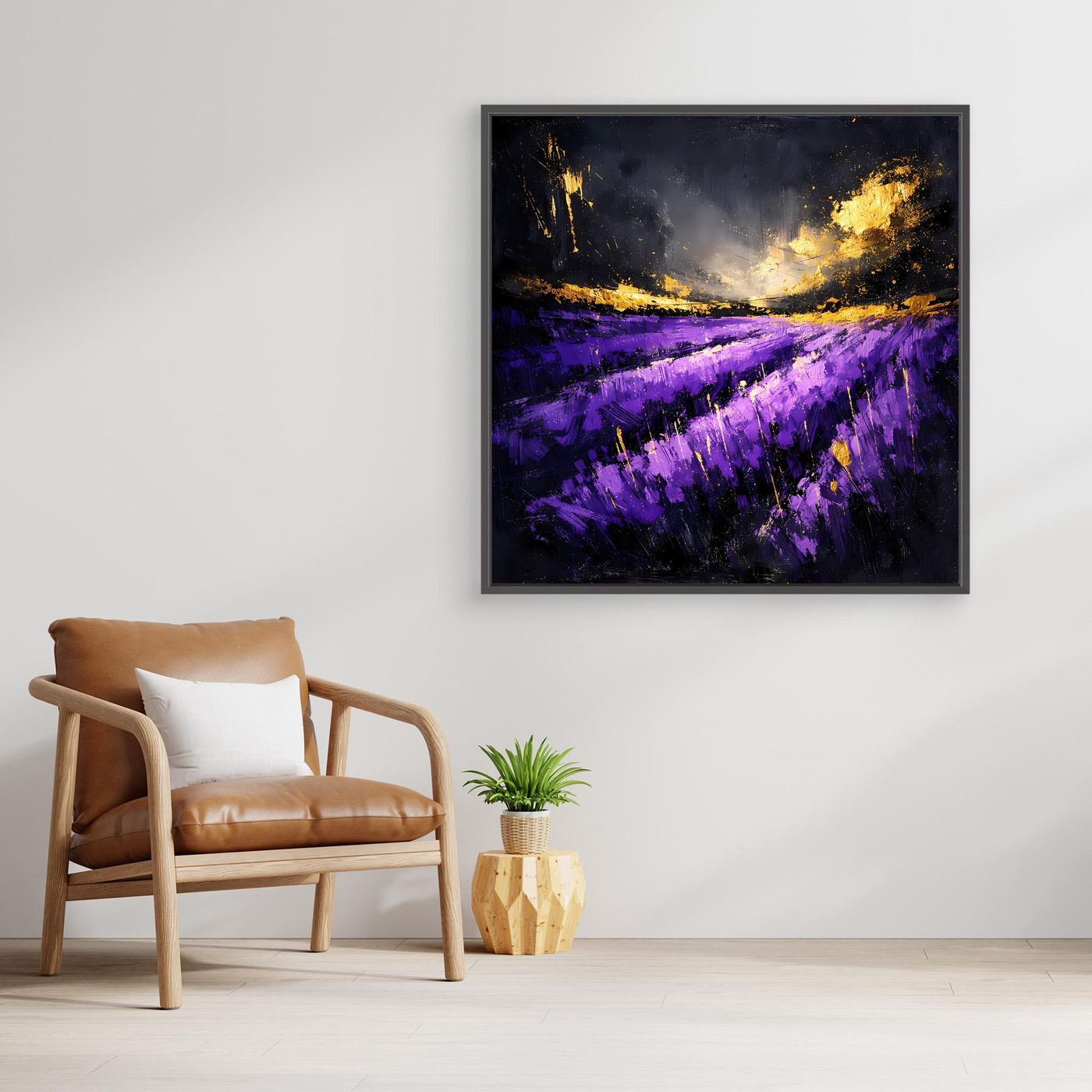 Leinwand Abstraktes Lavendelfeld im Abendlicht | Modernes Natur Wandbild