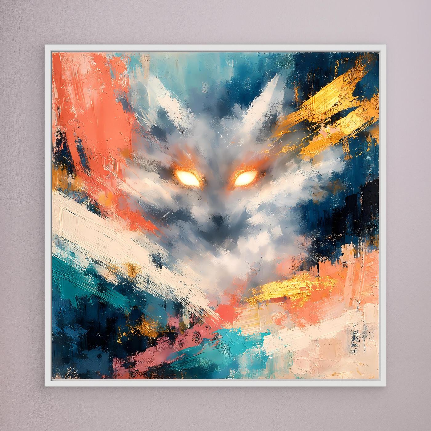Leinwandbild Abstrakter Kitsune Fuchs | Modernes Japanisches Kunstwerk
