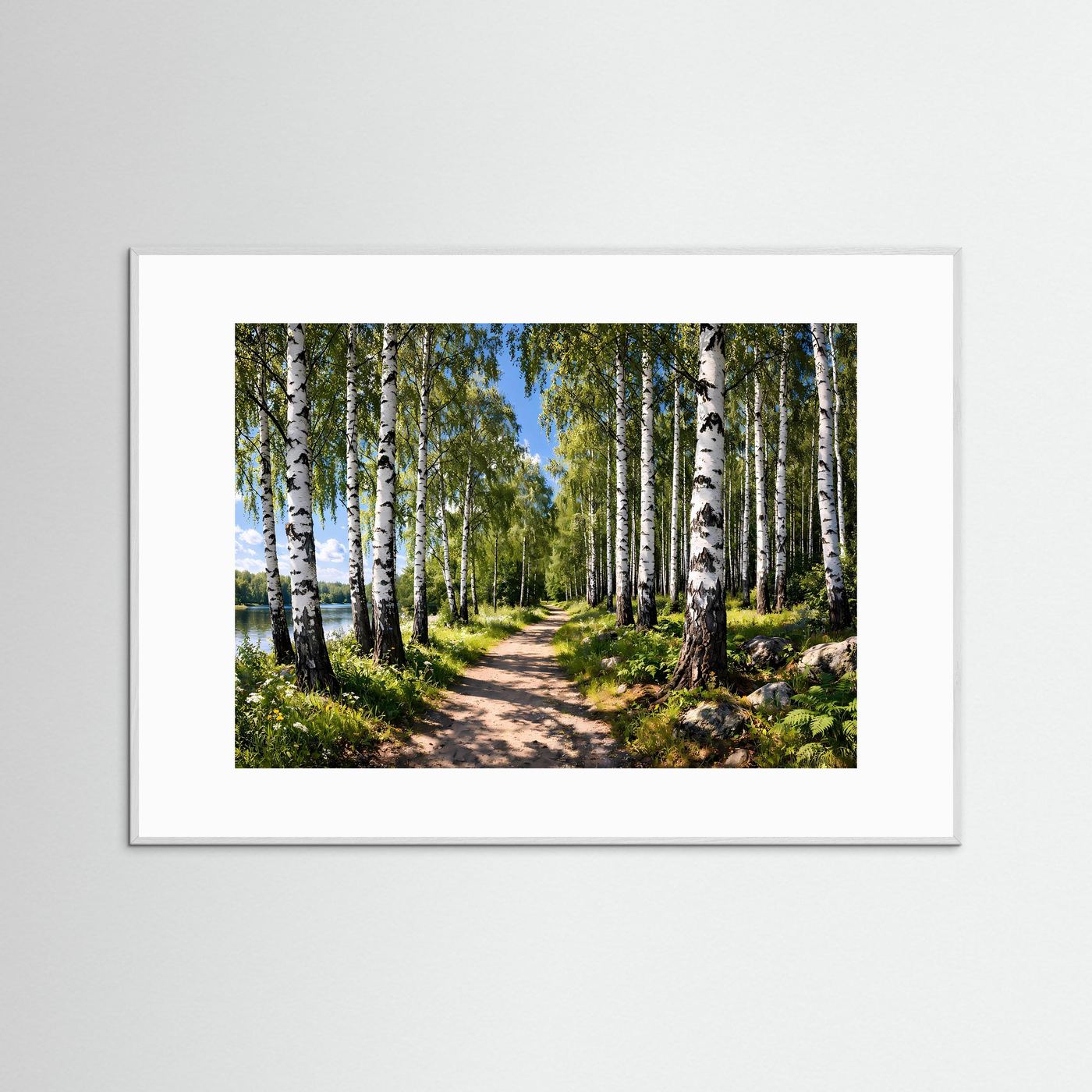 Lichter Birkenwald am Seeufer | Natur & Weg Poster Querformat