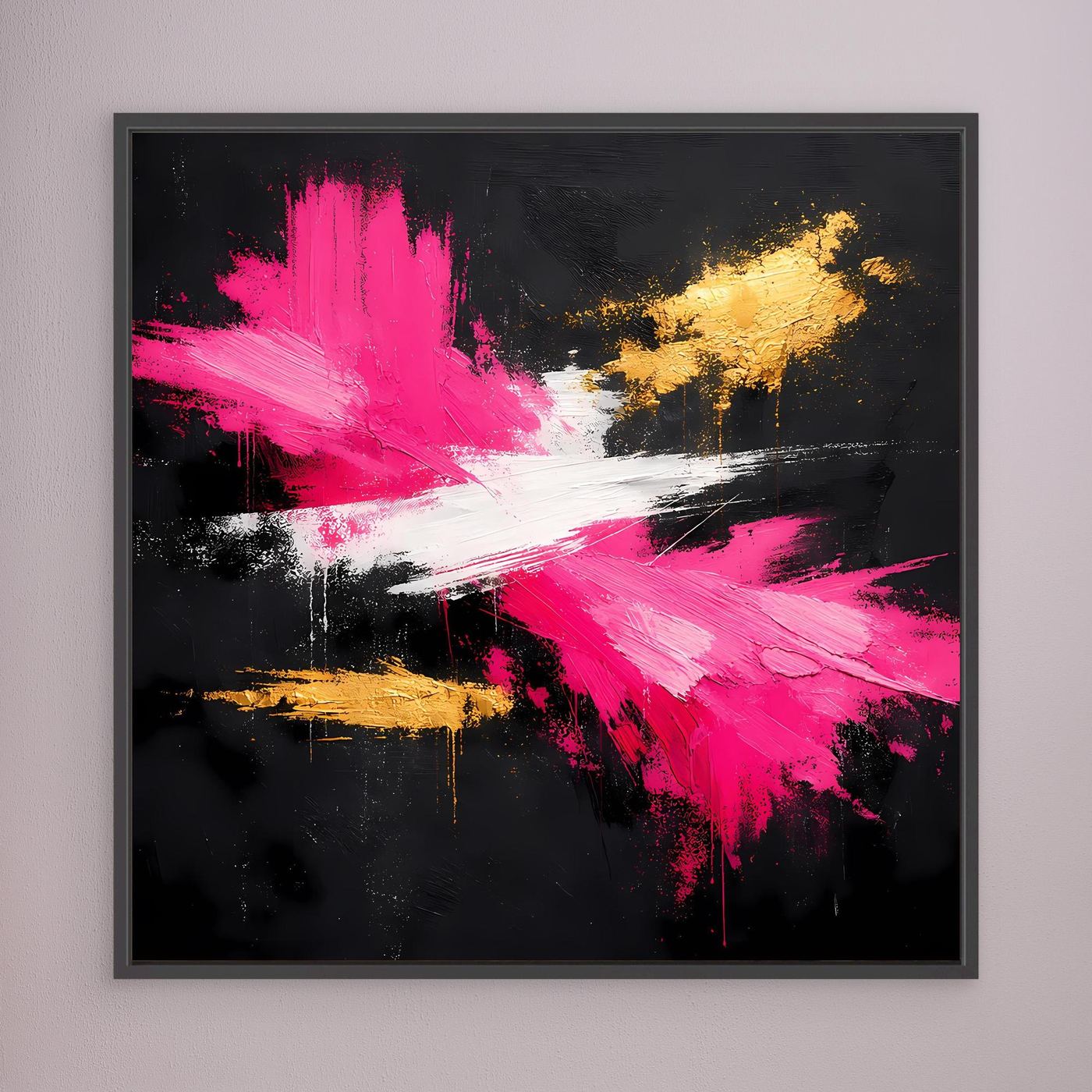 Leinwand Abstraktes Farbfeuerwerk in Pink & Gold | Modernes Acryl-Stil Wandbild